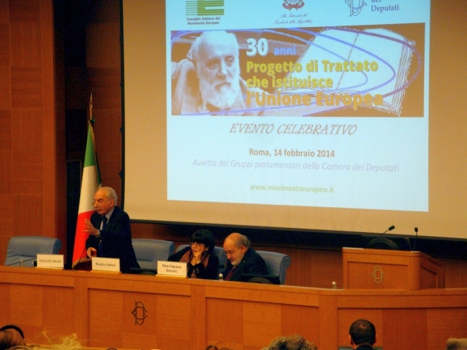 Da sinistra a destra: Giuliano Amato, Marina Sereni, Pier Virgilio Dastoli
